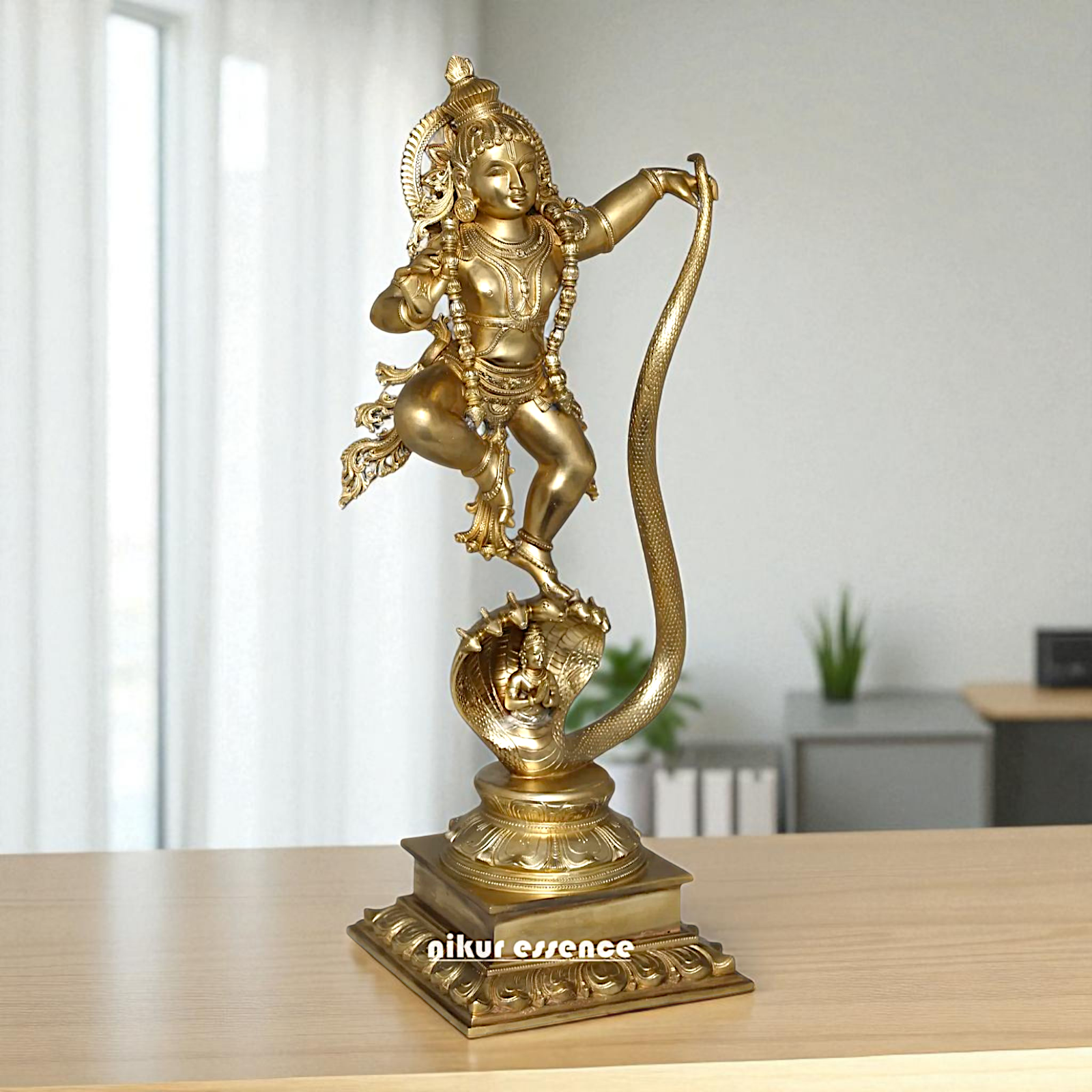 Lord kaliya naag krishna Govind Dancing Bronze Panchaloha statue - 26 Inches Nikuressence