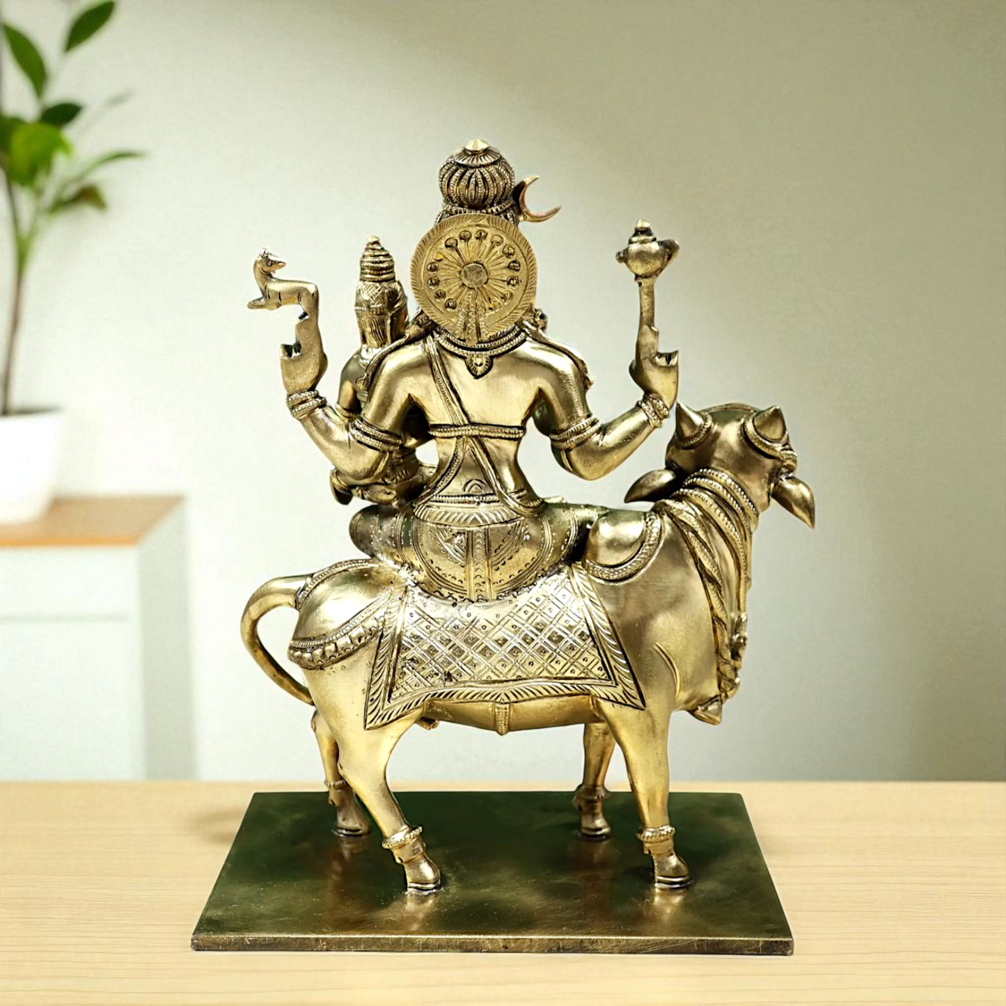 Pashupatinath Shiva with Parvati Maa Seated on Nandi Bronze Panchaloha idol - 11 Inches Nikuressence