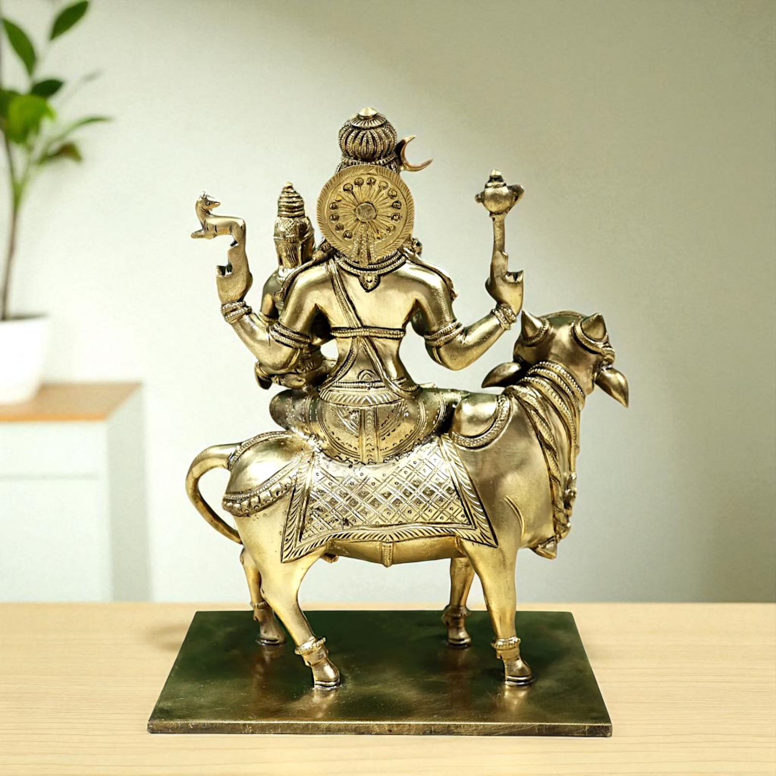 Pashupatinath Shiva with Parvati Maa Seated on Nandi Bronze Panchaloha idol - 11 Inches Nikuressence