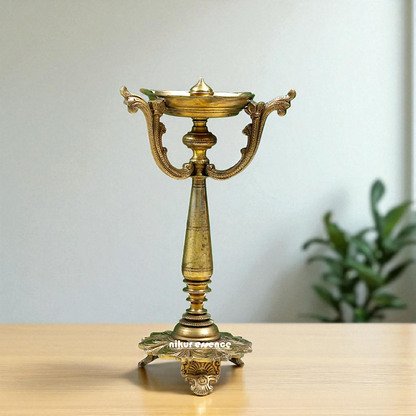 Panchaloha Bronze wick diya lamp - 10 Inches Nikuressence