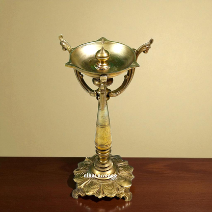 Panchaloha Bronze wick diya lamp - 10 Inches Nikuressence