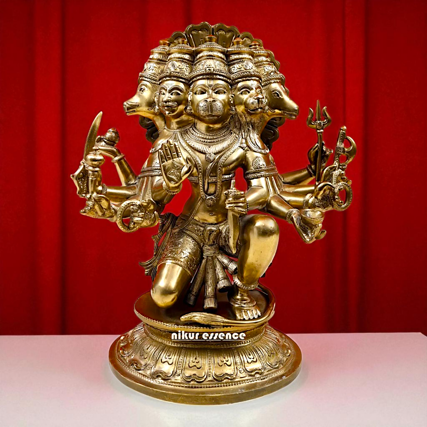 Panchaloha Hanuman ji Seated with blessing Bronze idol - 15 Inches Nikuressence