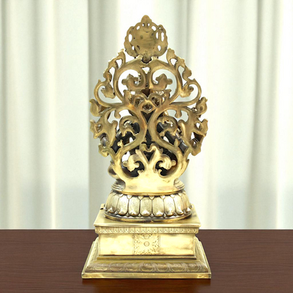 Lord Ganesha Bhagwan Seated on kirtimukha throne Bronze Panchaloha idol - 21 Inches Nikuressence