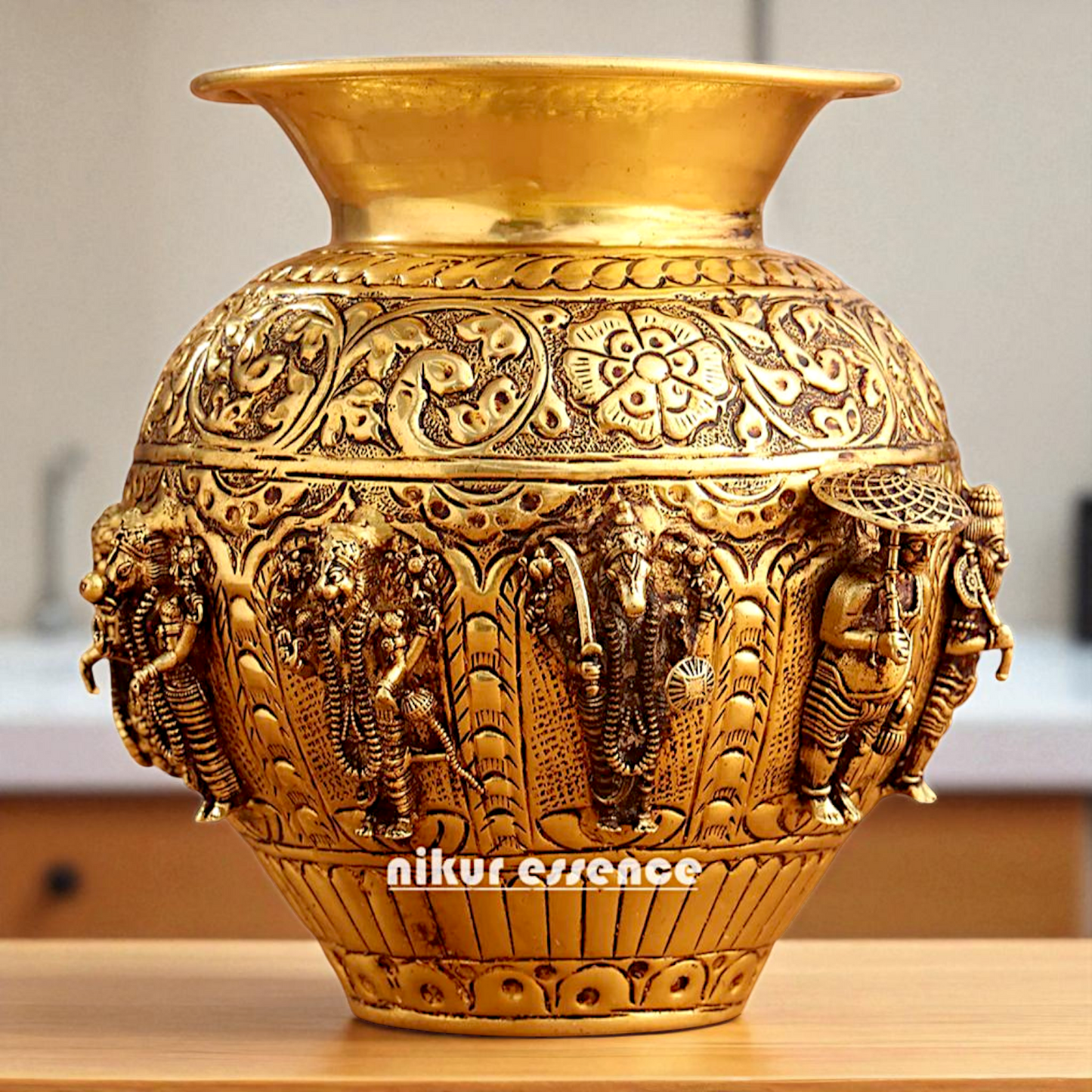 Brass Dashavatar Matka pot kalash - 8.5 Inches Nikuressence
