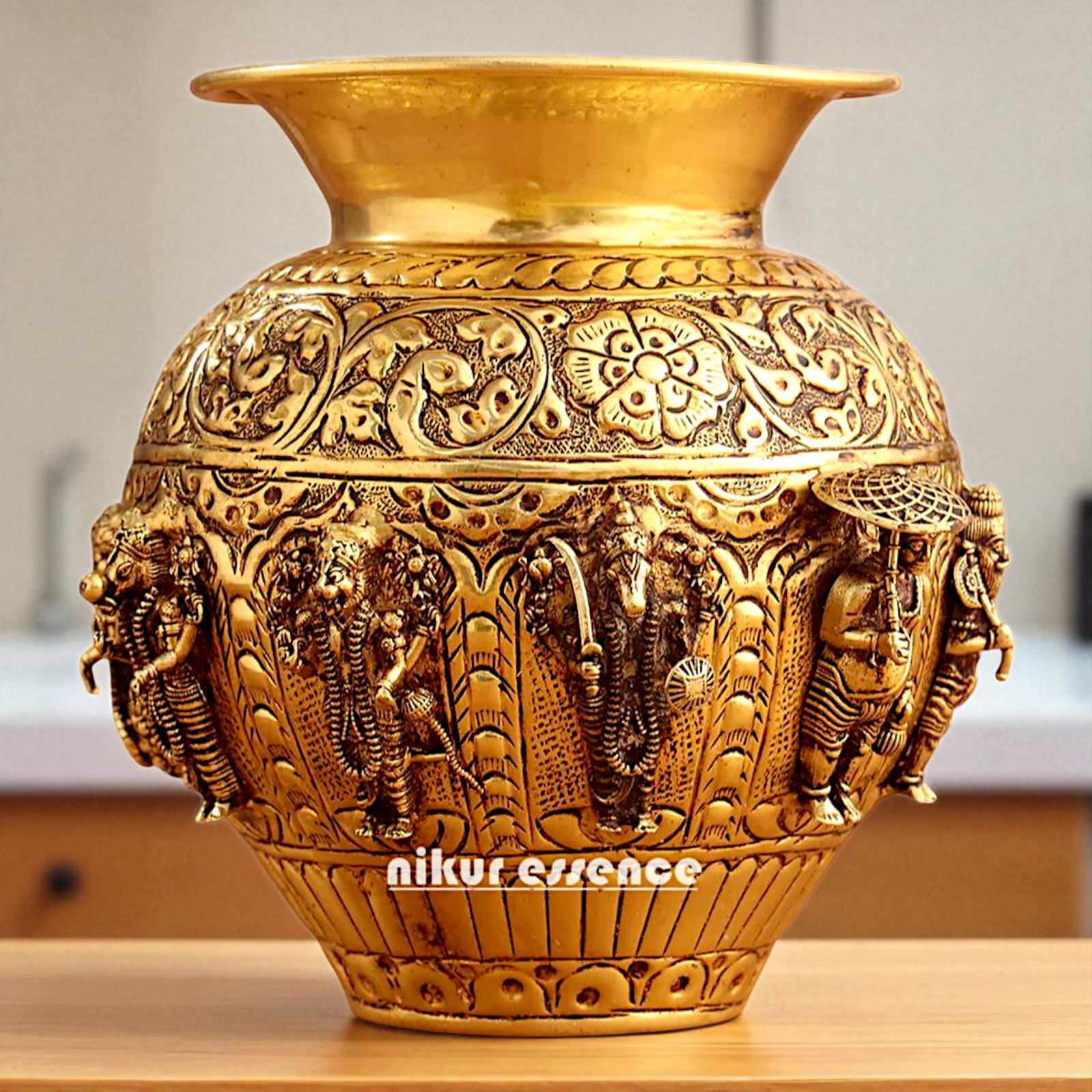 Brass Dashavatar Matka pot kalash - 8.5 Inches Nikuressence