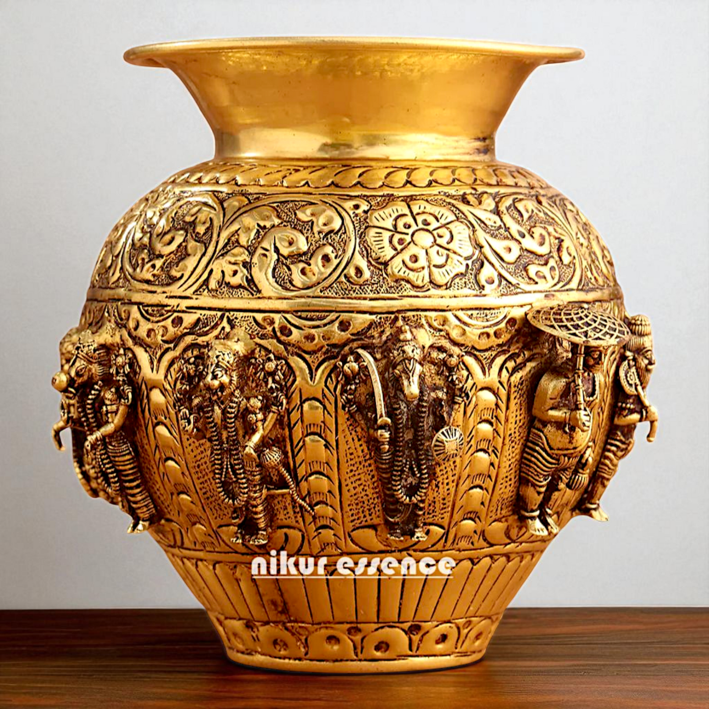 Brass Dashavatar Matka pot kalash - 8.5 Inches Nikuressence