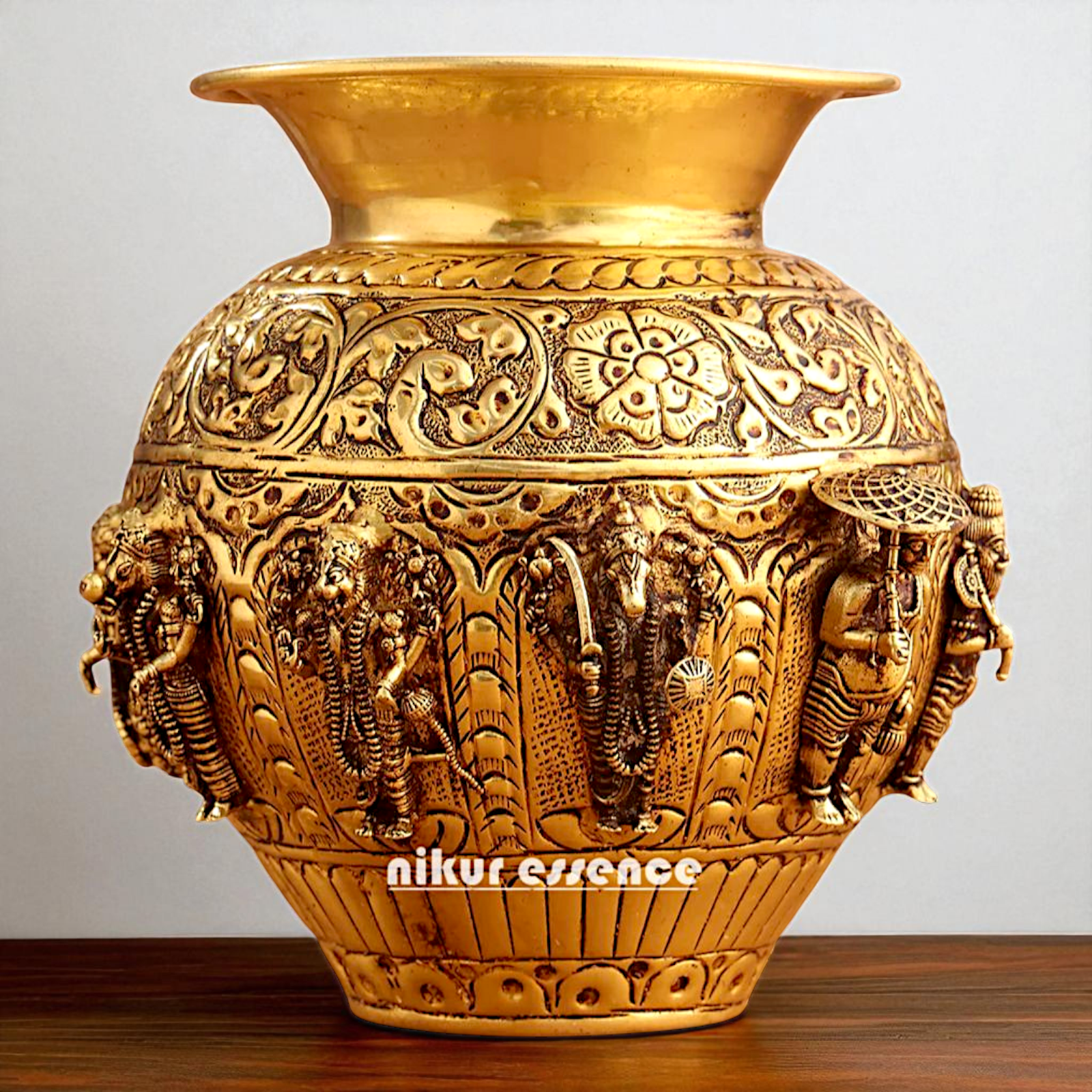 Brass Dashavatar Matka pot kalash - 8.5 Inches Nikuressence