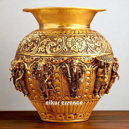 Brass Dashavatar Matka pot kalash - 8.5 Inches Nikuressence