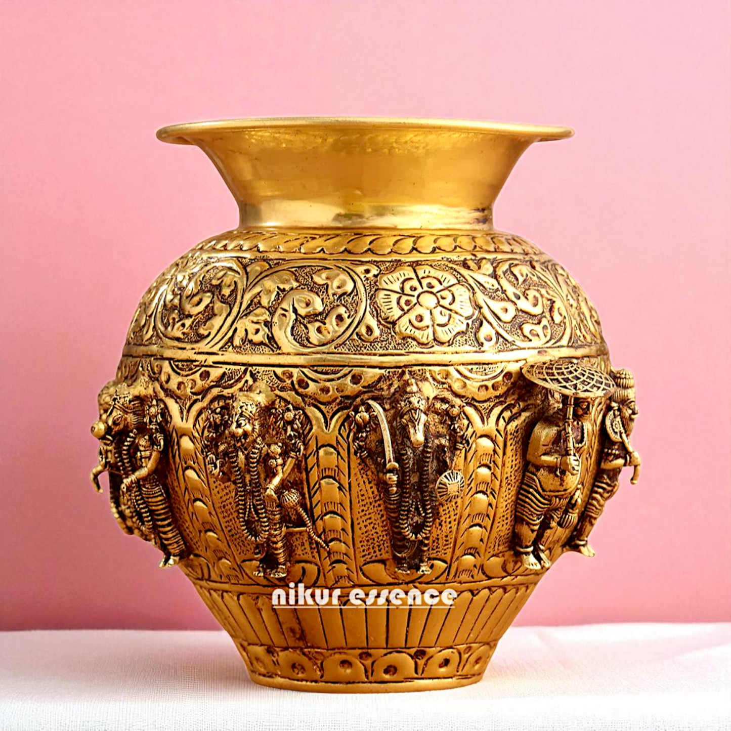Brass Dashavatar Matka pot kalash - 8.5 Inches Nikuressence