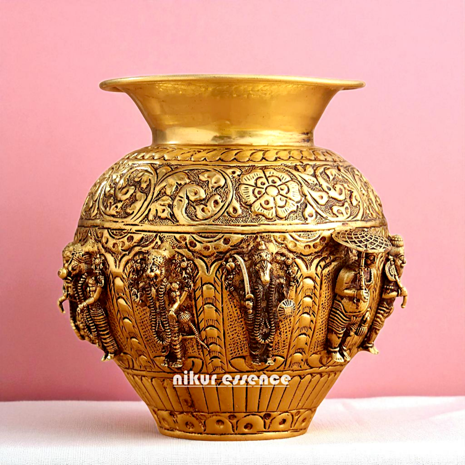 Brass Dashavatar Matka pot kalash - 8.5 Inches Nikuressence