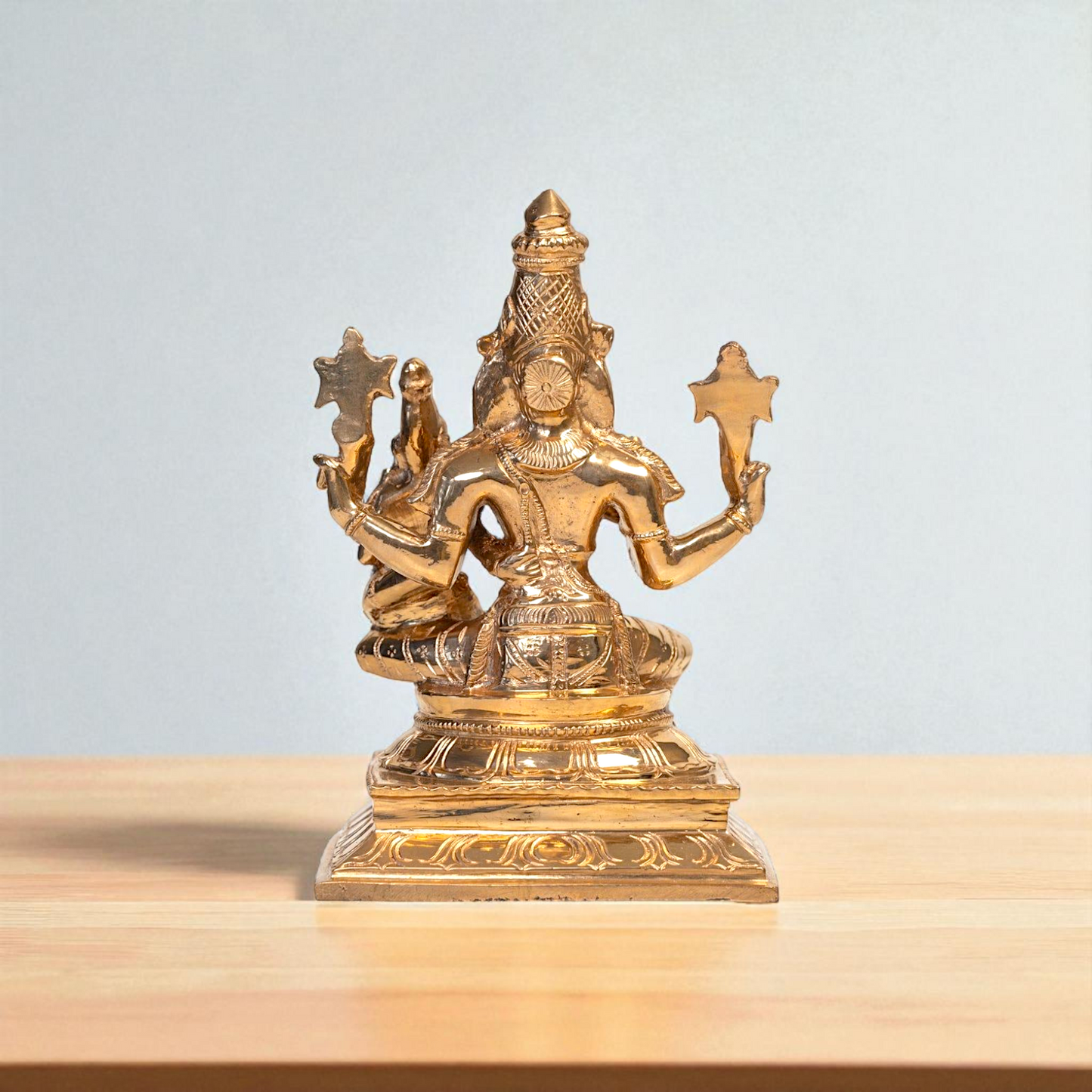 Panchaloha Narasimha Vishnu with Lakshmi Maa Seated Bronze statue - 3.1 Inches Nikuressence