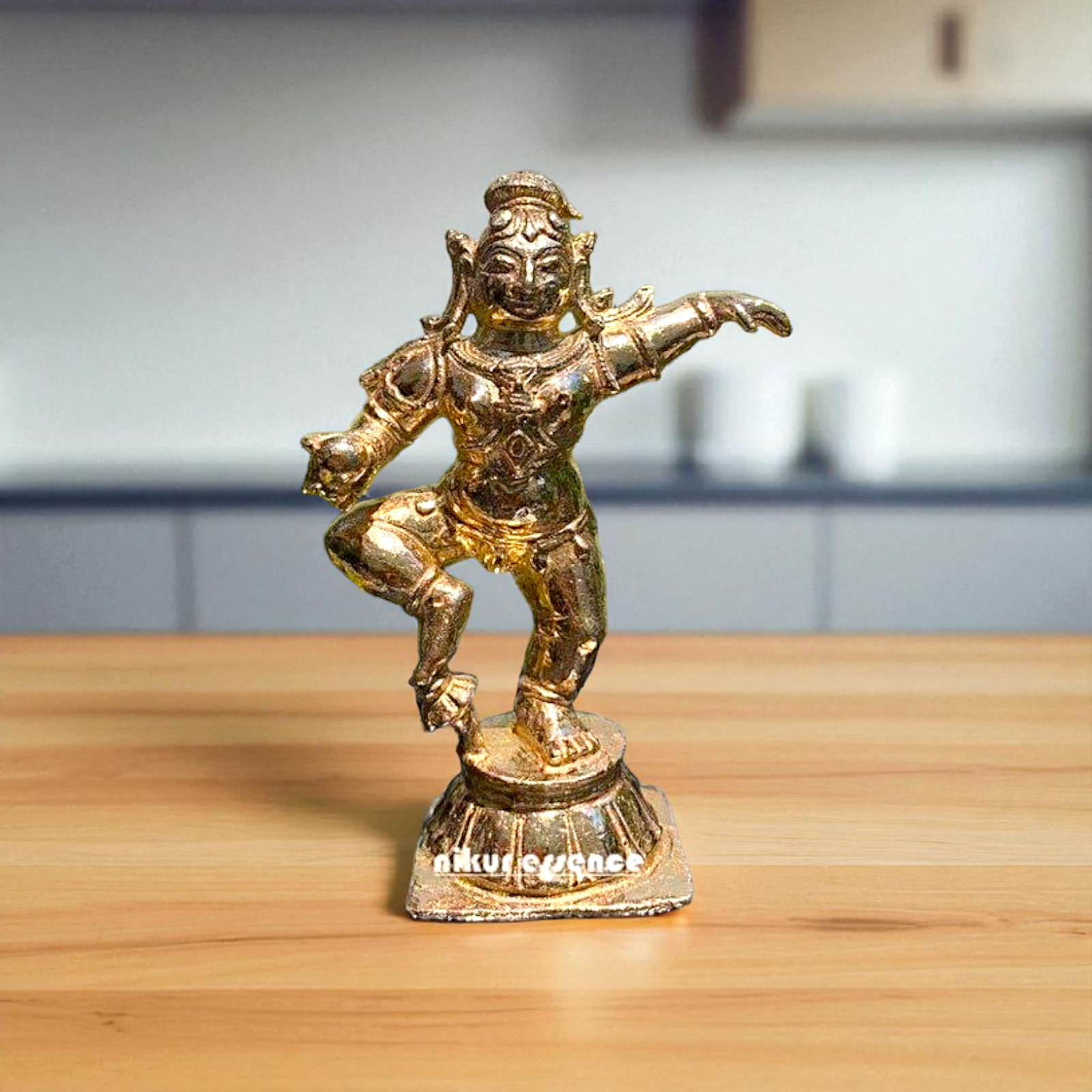 Krishna standing on sheshnag bronze/Panchaloha idol - 3 Inches Nikuressence