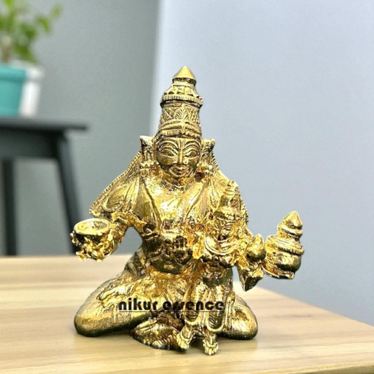Dhanvantari Vishnu Bhagwan Avtar seated Panchaloha/Bronze idol - 2.8 Inches Nikuressence