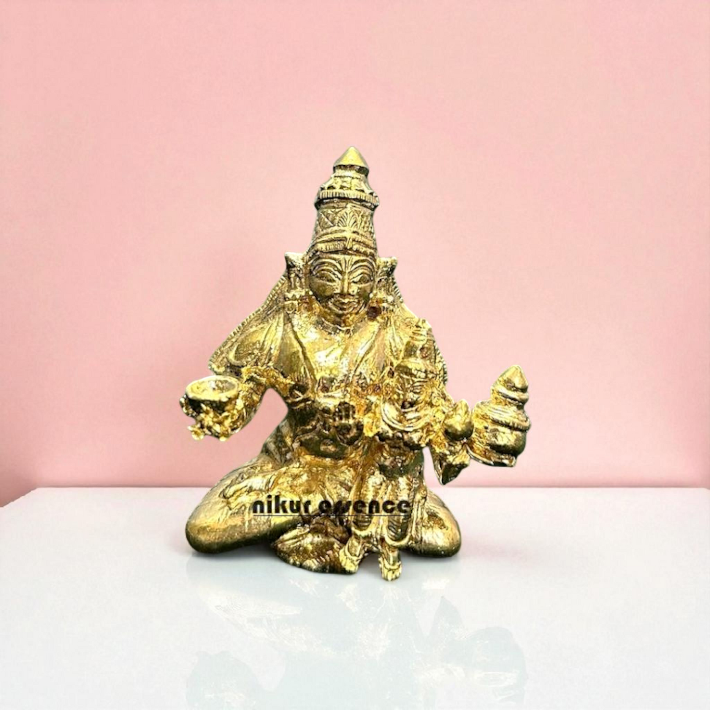 Dhanvantari Vishnu Bhagwan Avtar seated Panchaloha/Bronze idol - 2.8 Inches Nikuressence