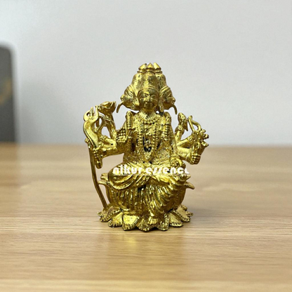 Goddess Gayatri Devi seated on lotus Panchaloha/bronze idol - 3 Inches Nikuressence