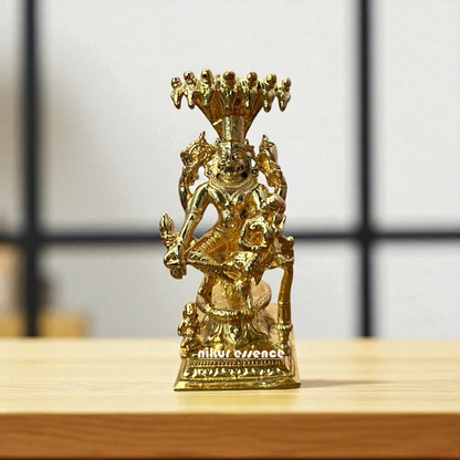 Narasimha Vishnu seated with Lakshmi Maa Bronze/Panchaloha idol - 4.8 Inches Nikuressence
