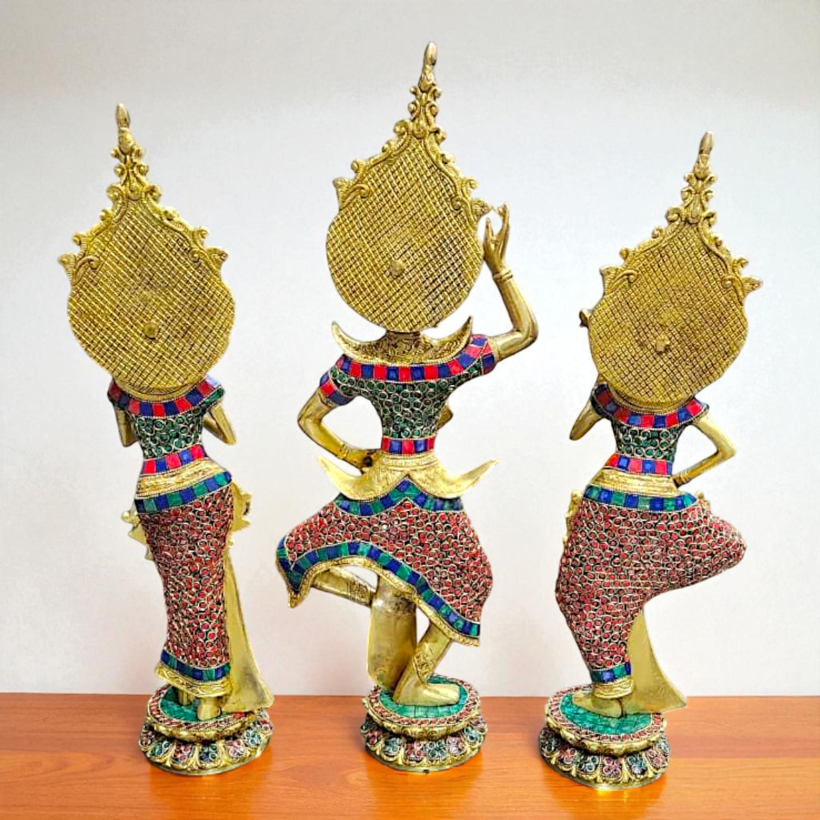 Thai ladies musicians set Brass with stone work idol - 22 Inches Nikuressence