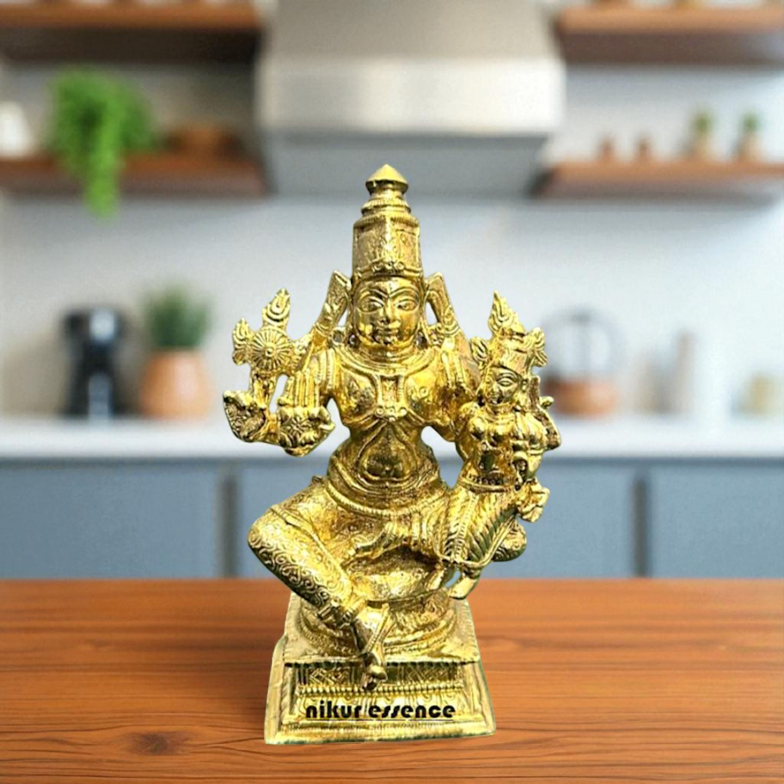 Vishnu Narayan with Lakshmi seated Bronze/Panchaloha idol - 5 Inches Nikuressence