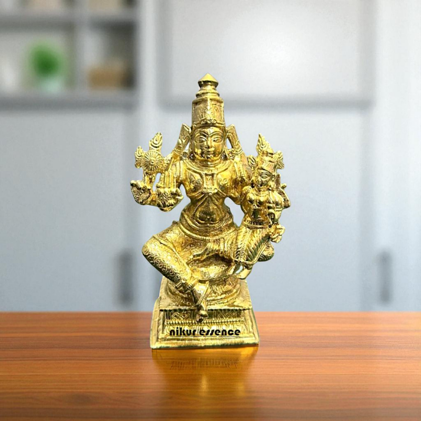 Vishnu Narayan with Lakshmi seated Bronze/Panchaloha idol - 5 Inches Nikuressence