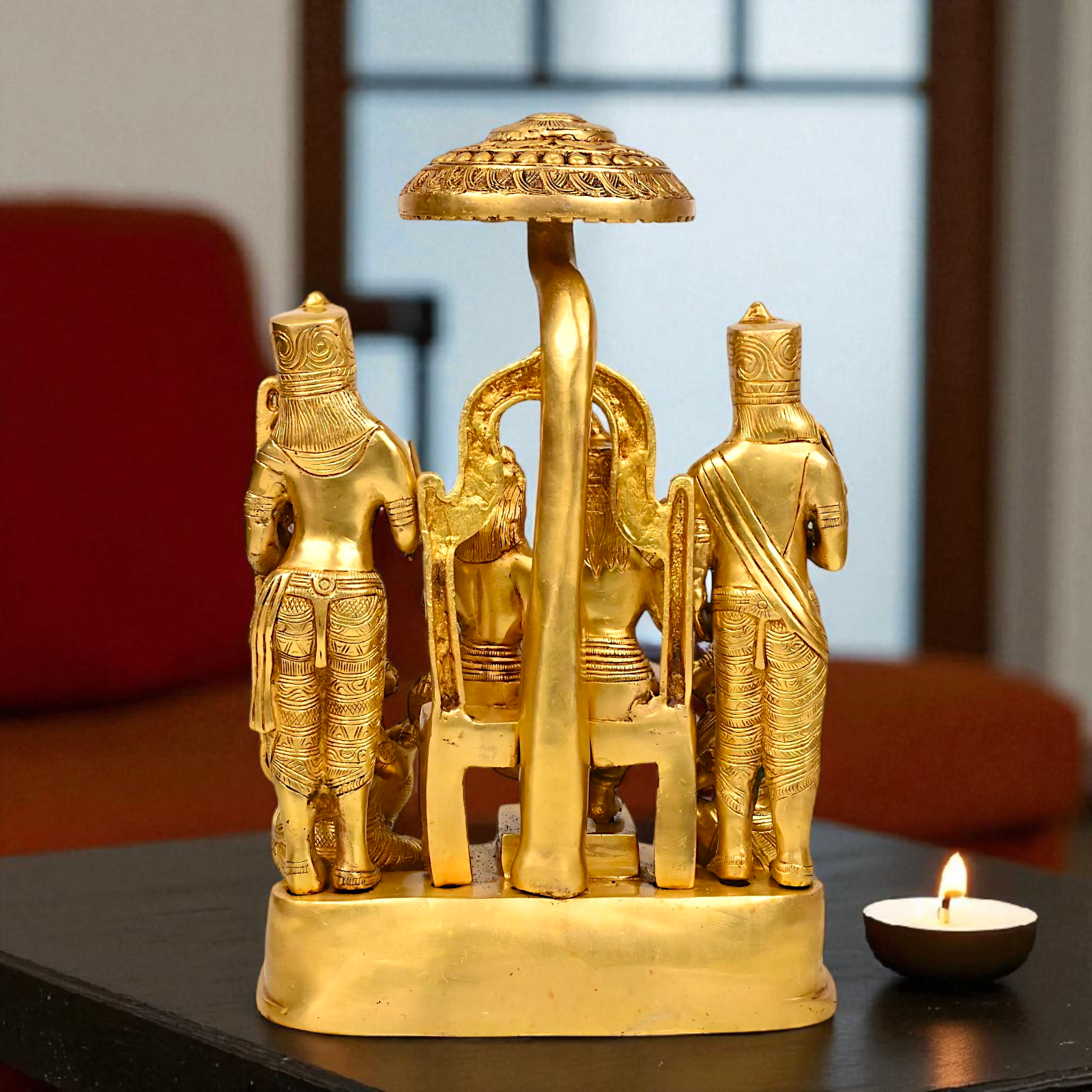 Ram Darbar Seated on singhasan solid Brass idol - 15 Inches Nikuressence