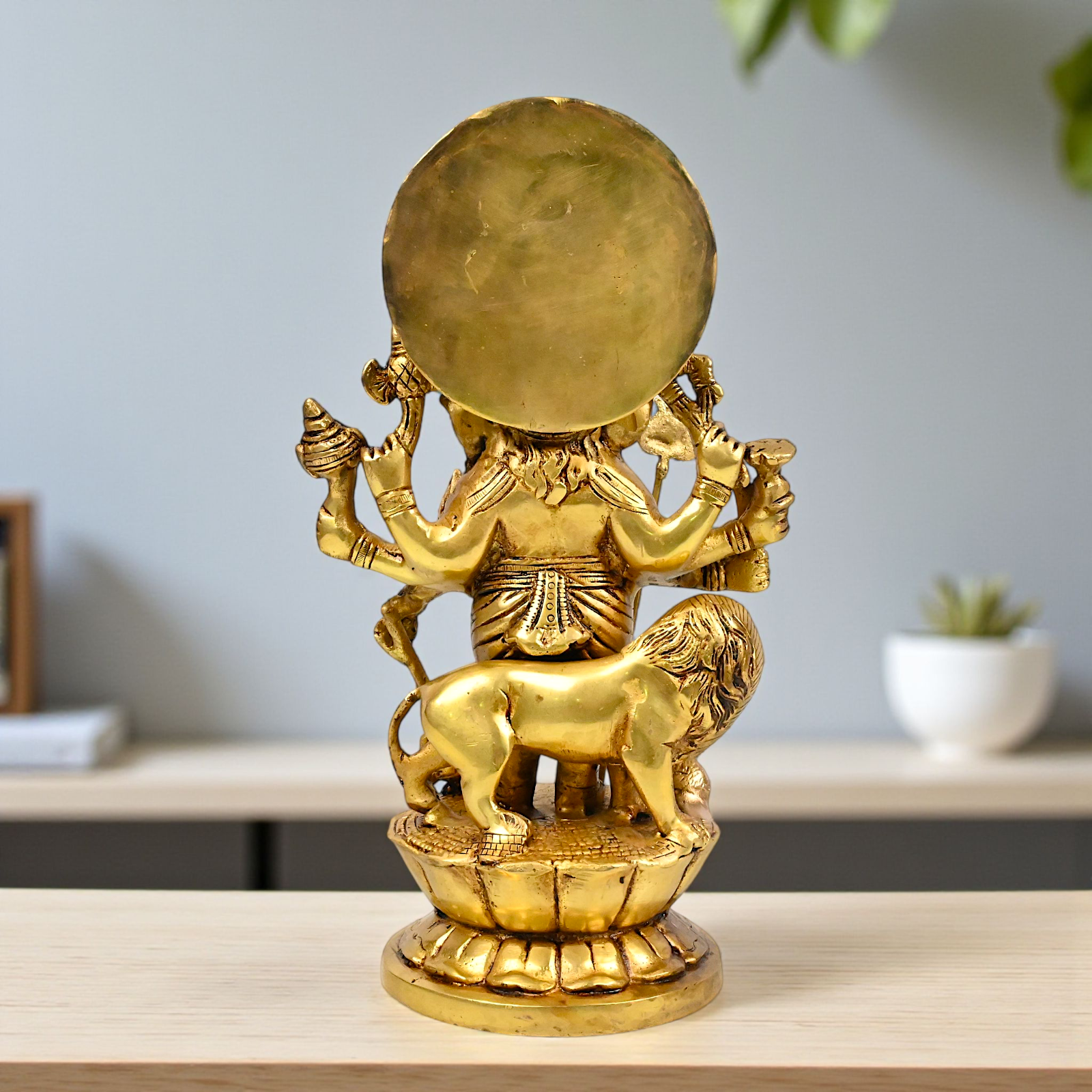 Ganesha standing with lion Brass statue - 11 Inches Nikuressence