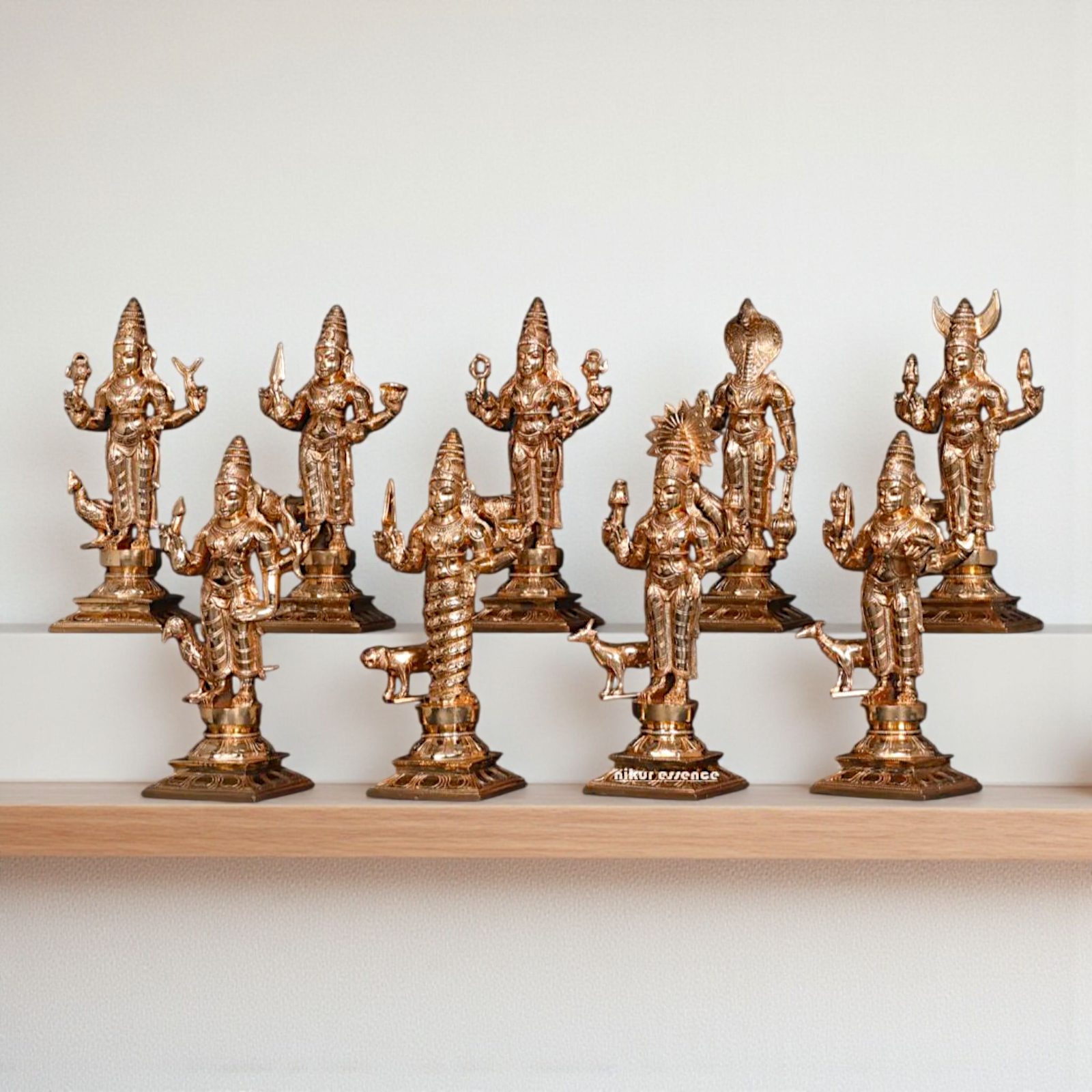 Solid Brass Navagraha with vahana set idol - 12 Inches Nikuressence