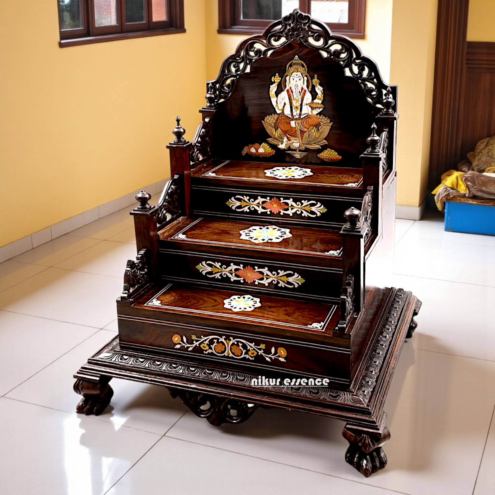 Spiritual Pooja wooden Temple mandir - 39 Inches Nikuressence