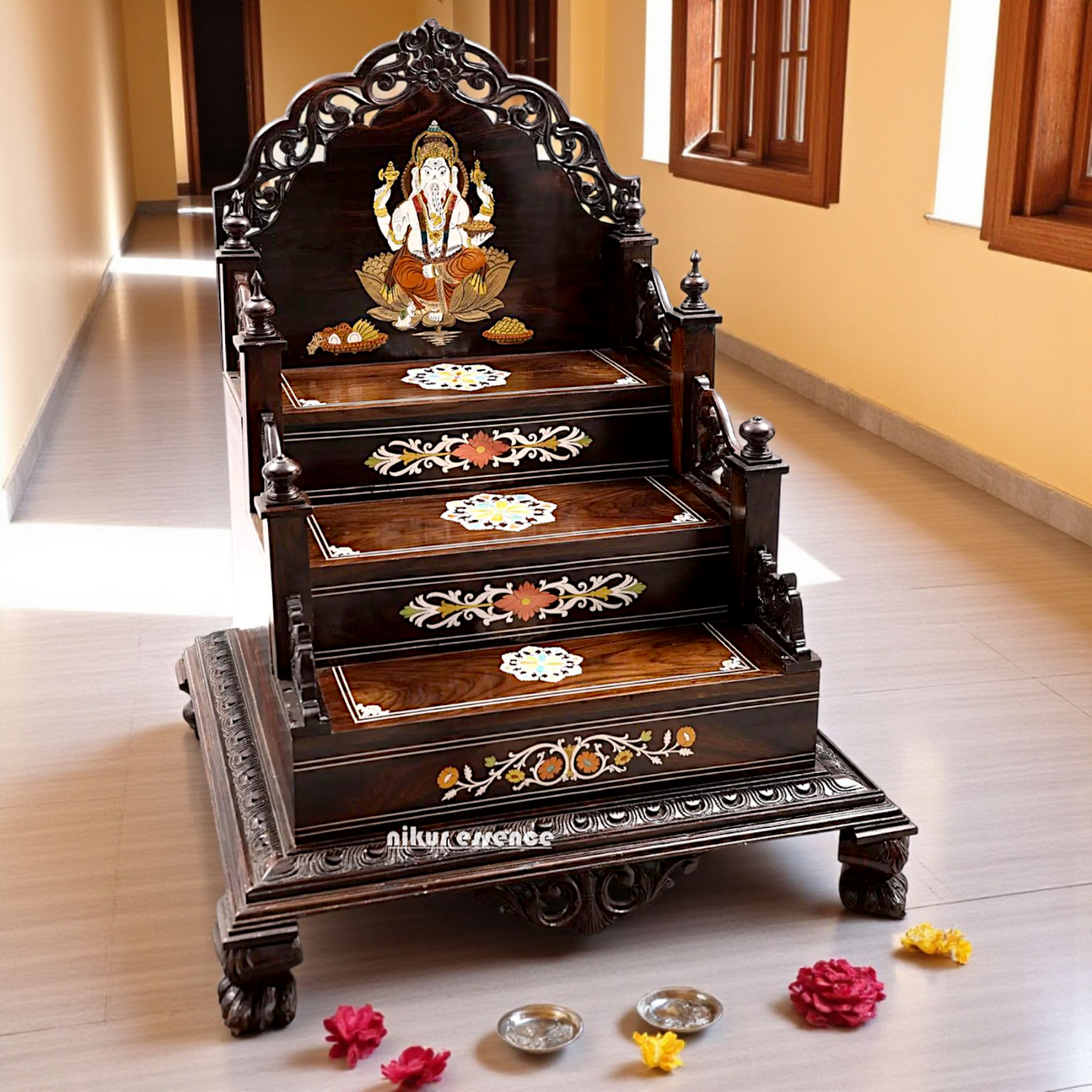 Spiritual Pooja wooden Temple mandir - 39 Inches Nikuressence