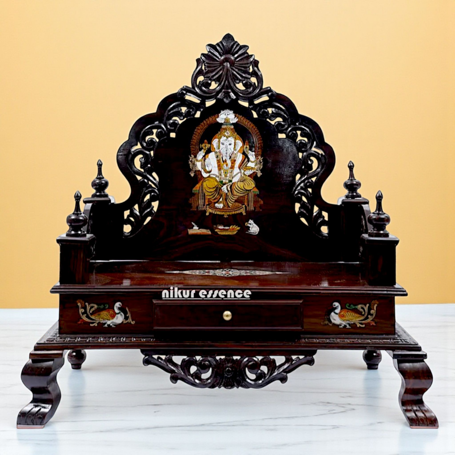 Large Ganesha wooden Temple mandir - 35 inches Nikuressence