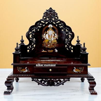 Large Ganesha wooden Temple mandir - 35 inches Nikuressence