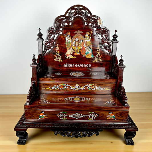 Handcrafted Rosewood Mandasana with Intricate Inlay – Ram Darbar Design Nikur Essence Nikuressence