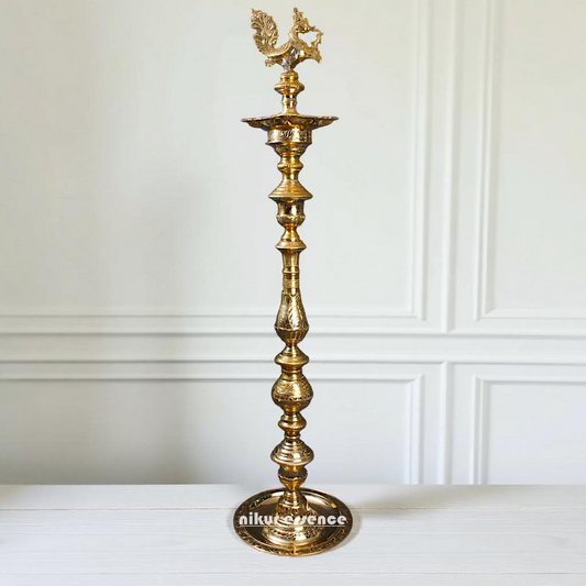 Traditional Brass Kuthu Vilakku with Annam Motif – Nikur Essence Nikuressence