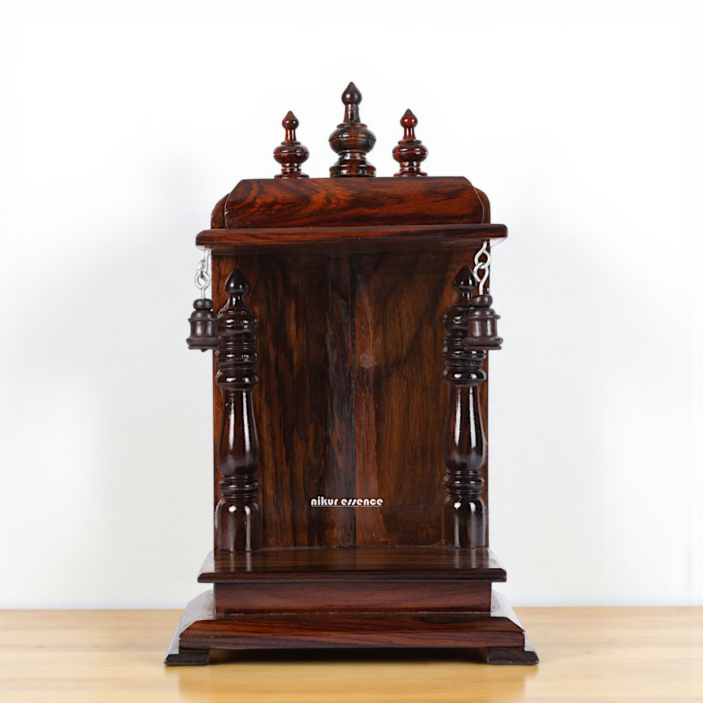Designer Wooden Wall-Mounted Puja Temple – Compact & Elegant Mandir by Nikur Essence Nikuressence