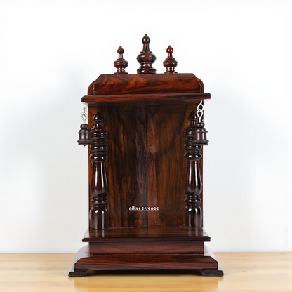 Designer Wooden Wall-Mounted Puja Temple – Compact & Elegant Mandir by Nikur Essence Nikuressence