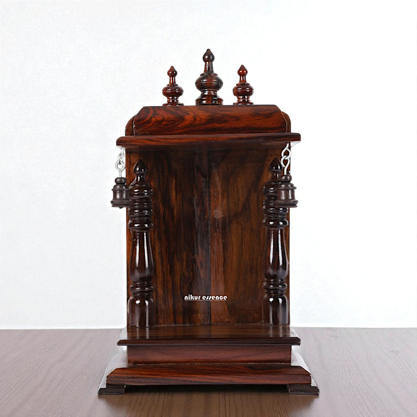 Designer Wooden Wall-Mounted Puja Temple – Compact & Elegant Mandir by Nikur Essence Nikuressence