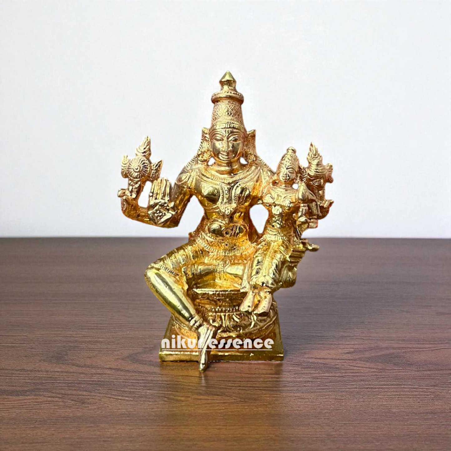 Lakshmi Narayana Idol in Panchaloha – Seated Divine Couple Sculpture | Traditional Antique Finish | Nikur Essence Collection Nikuressence