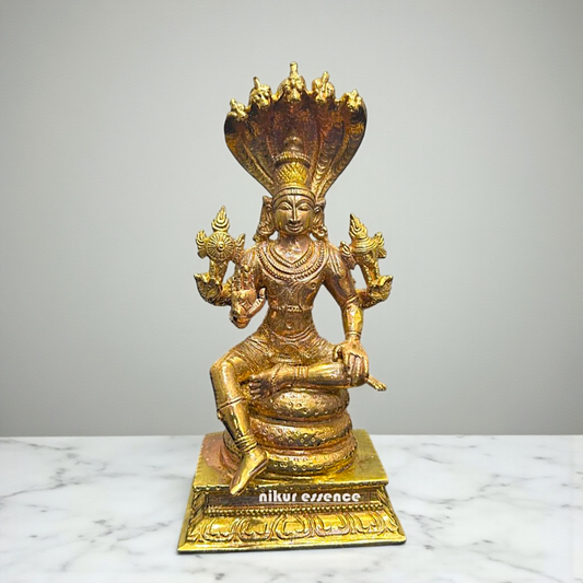 Sheshnag Vishnu Bhagwan Idol in Sacred Panchaloha | Divine Serpent Form | Handcrafted by Nikur Essence Nikuressence