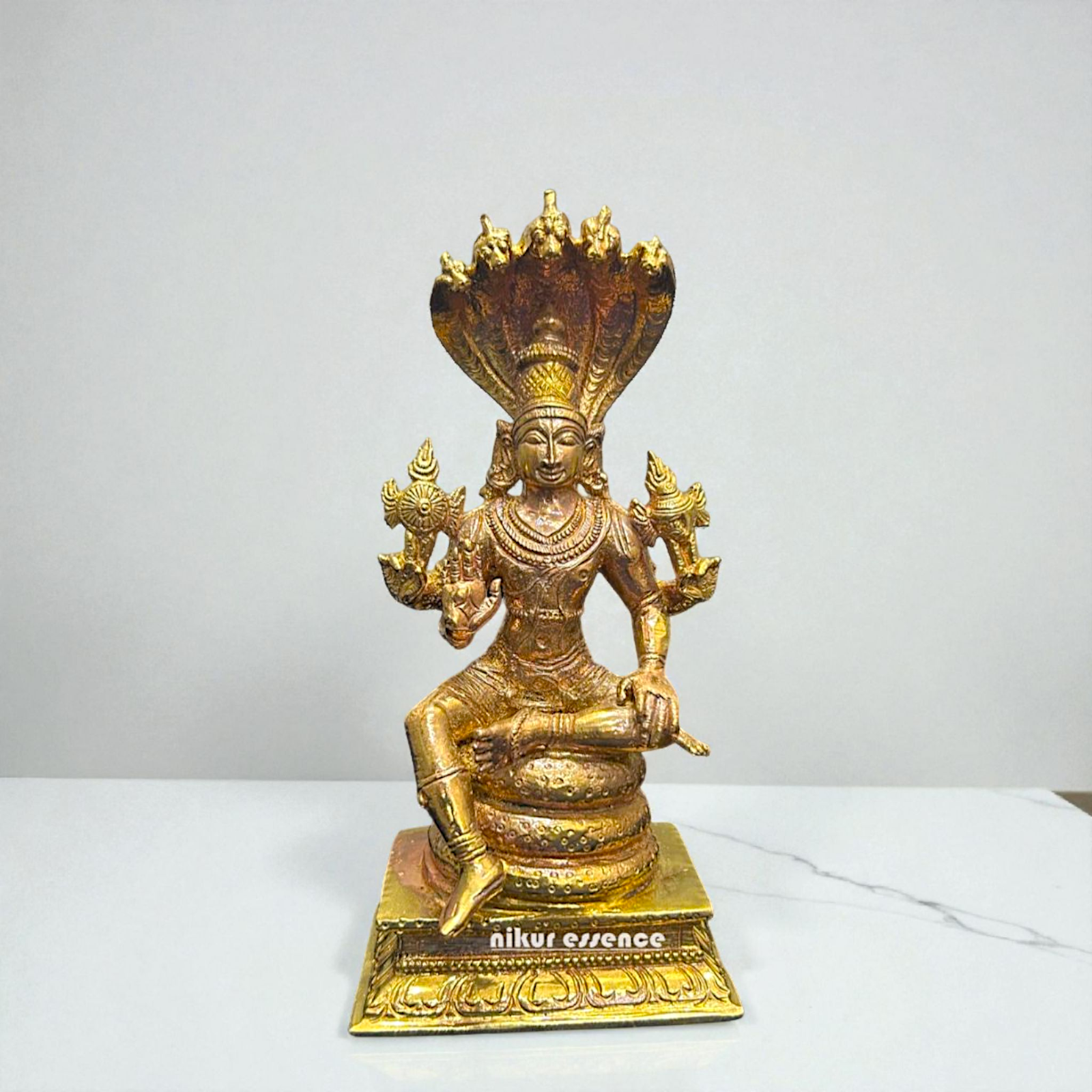 Sheshnag Vishnu Bhagwan Idol in Sacred Panchaloha | Divine Serpent Form | Handcrafted by Nikur Essence Nikuressence