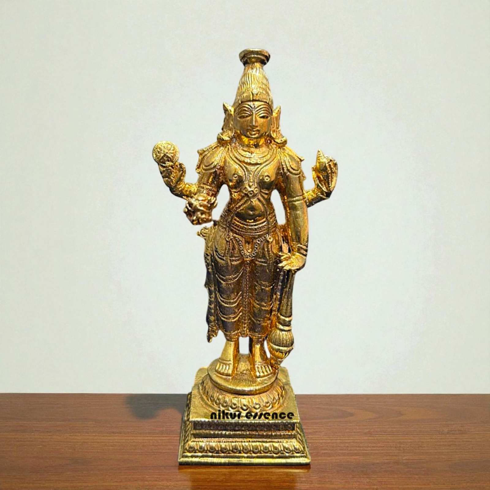 Vishnu Narayan Swamy Idol in Panchaloha | Handcrafted Spiritual Sculpture by Nikur Essence Nikuressence