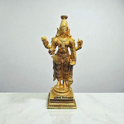Vishnu Narayan Swamy Idol in Panchaloha | Handcrafted Spiritual Sculpture by Nikur Essence Nikuressence