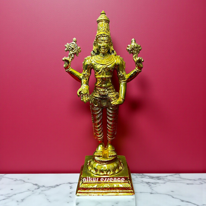 Lord Vishnu Idol in Blessing Posture – Panchaloha Sculpture by Nikur Essence Nikuressence