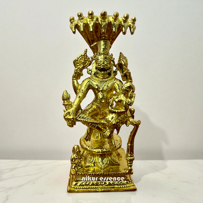 Lakshmi Narasimha Idol in Sacred Panchaloha by Nikur Essence – Handcrafted Divine Vishnu Avatar Statue for Temple, Pooja, Home Decor Nikuressence