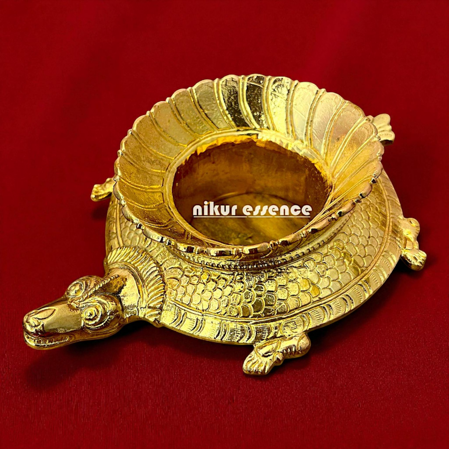 Divine Kurma Peeta Panchaloha Statue of Lord Vishnu – Sacred Bronze Kurma Avatar Idol – Handcrafted Metal Sculpture by Nikur Essence Nikuressence