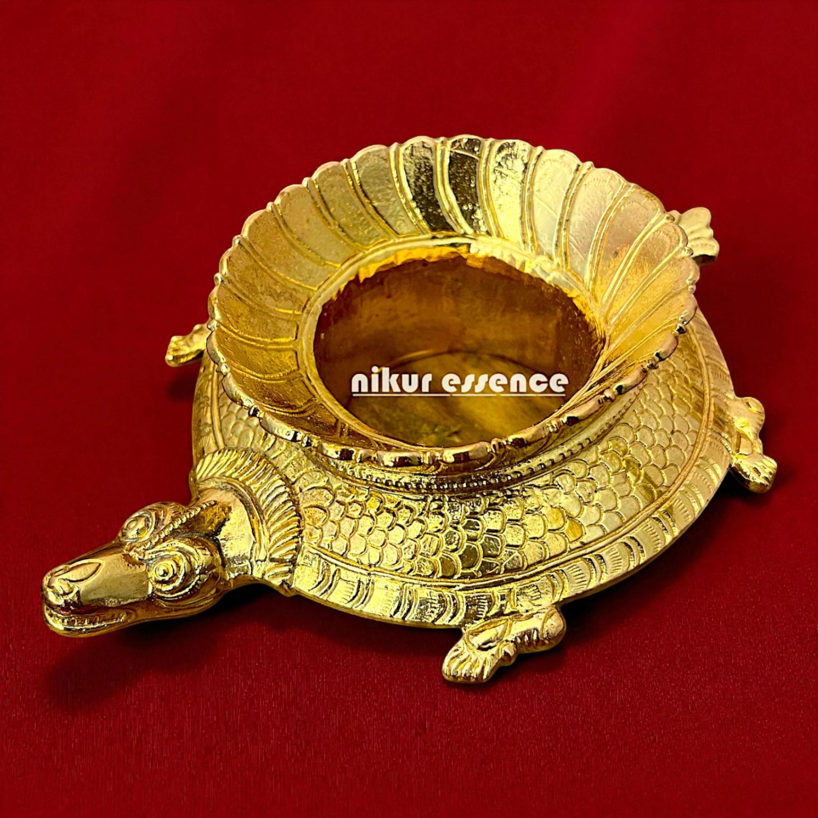 Divine Kurma Peeta Panchaloha Statue of Lord Vishnu – Sacred Bronze Kurma Avatar Idol – Handcrafted Metal Sculpture by Nikur Essence Nikuressence