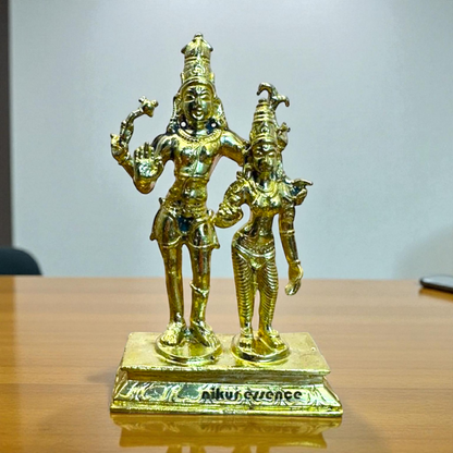 Panchaloha Shiva with Uma Parvati Idol – Handcrafted Divine Couple Statue – Traditional Hindu Sculpture for Home Temple Nikuressence