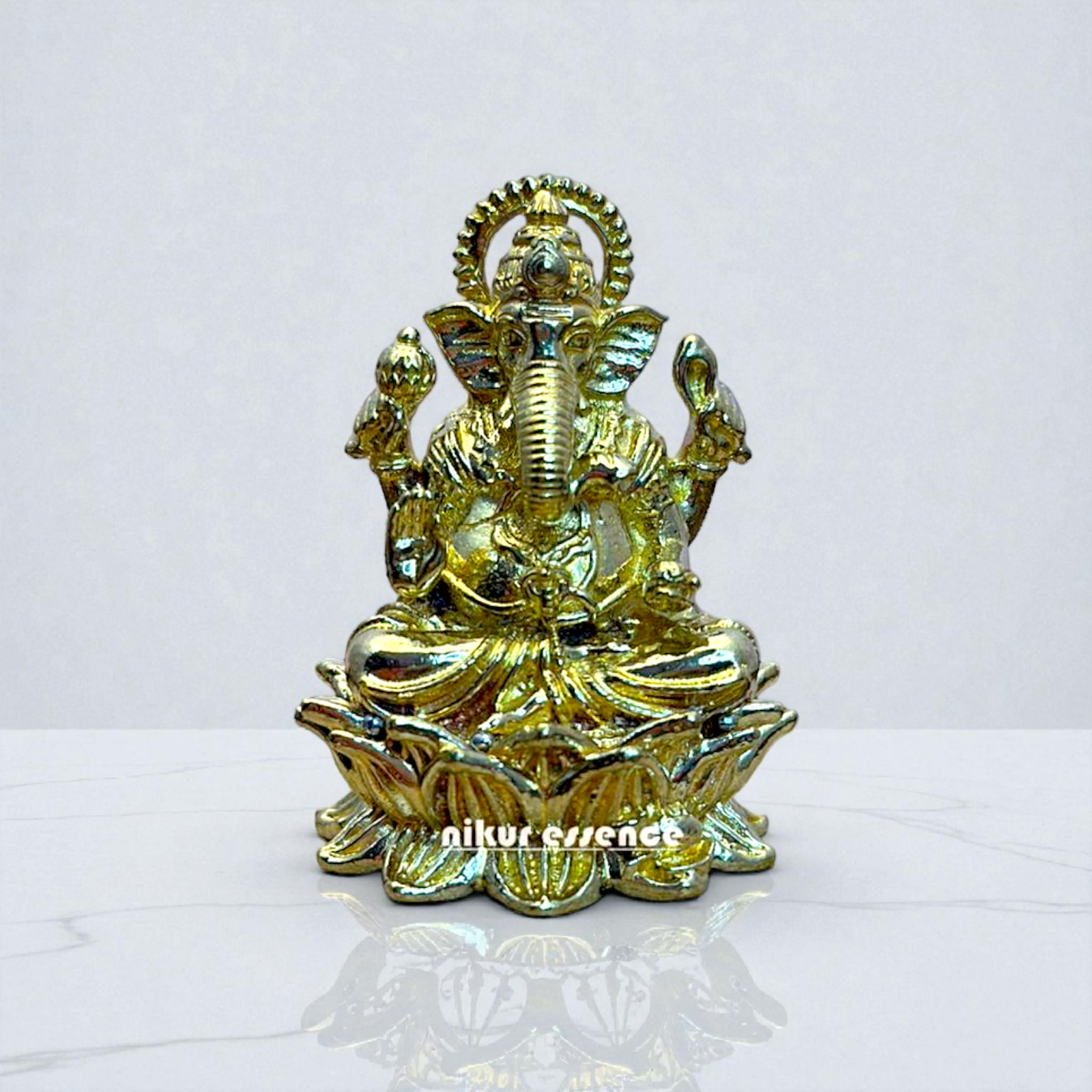 Panchaloha Ganesha Idol – Handcrafted Vinayaka Statue for Home Temple – Traditional Hindu God Sculpture by Nikur Essence Nikuressence