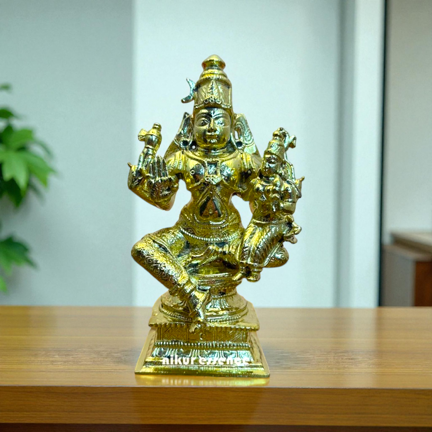 Panchaloha Vishnu Lakshmi Seated Idol in Blessing Pose – Handcrafted Divine Couple Sculpture for Home Temple – Traditional Hindu Decor by Nikur Essence Nikuressence
