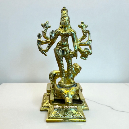 Divine Panchaloha Durga Maa Idol | Handcrafted Hindu Goddess Statue by Nikur Essence Sacred Metal Sculpture for Temple Nikuressence