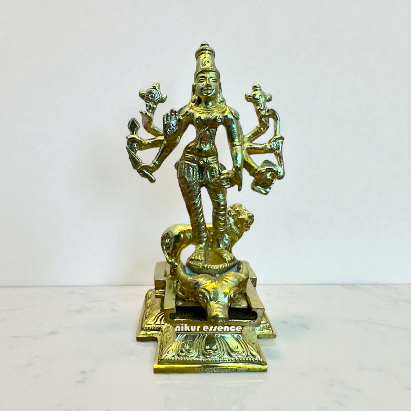 Divine Panchaloha Durga Maa Idol | Handcrafted Hindu Goddess Statue by Nikur Essence Sacred Metal Sculpture for Temple Nikuressence