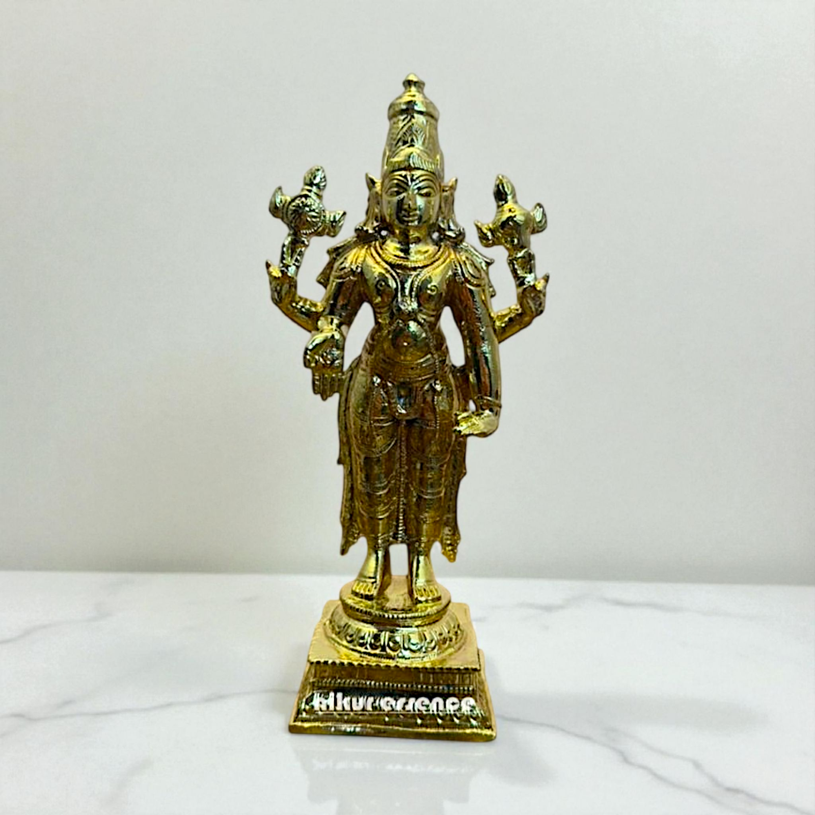 Graceful Standing Vishnu Idol in Panchaloha | Handcrafted Hindu Deity Statue by Nikur Essence | Sacred Panchaloha Sculpture for Temple, Altar, or Pooja Room Nikuressence